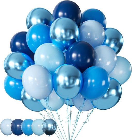 Set 10 Baloane Latex Cromate Flippy Party Model 23 Cm Nuante Diverse Albastre 2.2 G