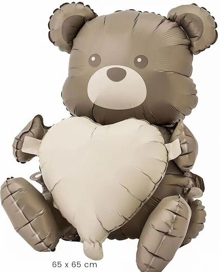Baloane Metalizate Folie Flippy Figură Animată Urs Inimă Model 65 X 65 Cm Ambalaj Individual Pai Inclus Umflare Aer Heliu Maro