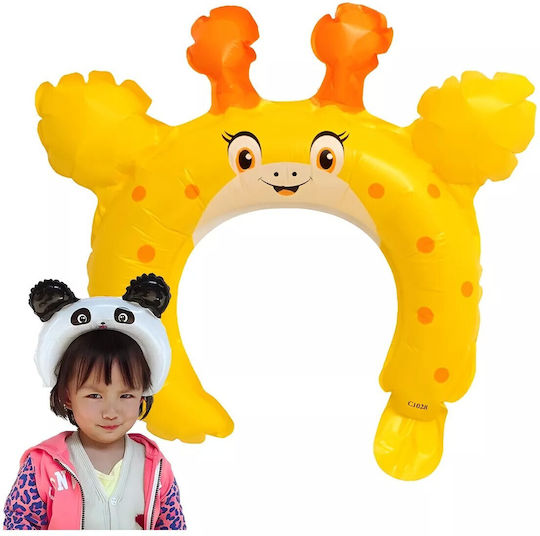 Baloane Metalizate Folie Flippy Coroană Tip Urechi Design Girafă Ambalaj Individual Pai Inclus Umflare Aer Heliu 28 X 31 Cm Galben
