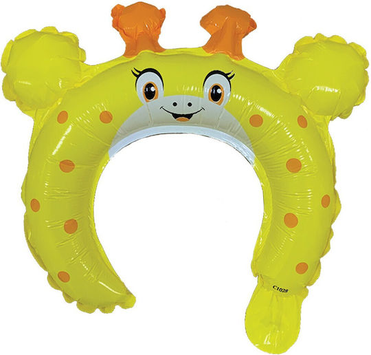 Baloane Metalizate Folie Flippy Coroană Tip Urechi Design Girafă Ambalaj Individual Pai Inclus Umflare Aer Heliu 28 X 31 Cm Galben