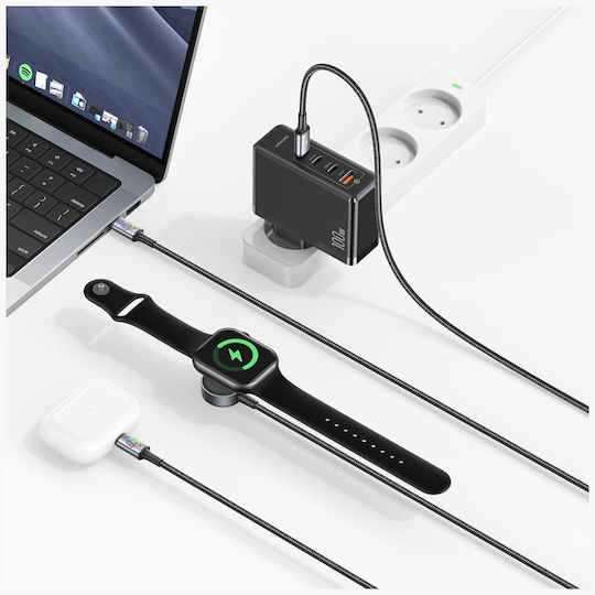 Usams Huan Series SJ754 72W USB-C to USB-C Cable + USB-C + Wireless Charger Watch Tarnish