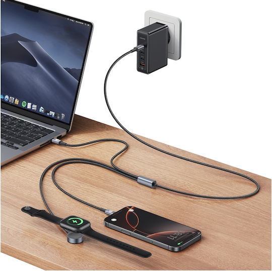 Usams Huan Series SJ754 72W USB-C to USB-C Cable + USB-C + Wireless Charger Watch Tarnish