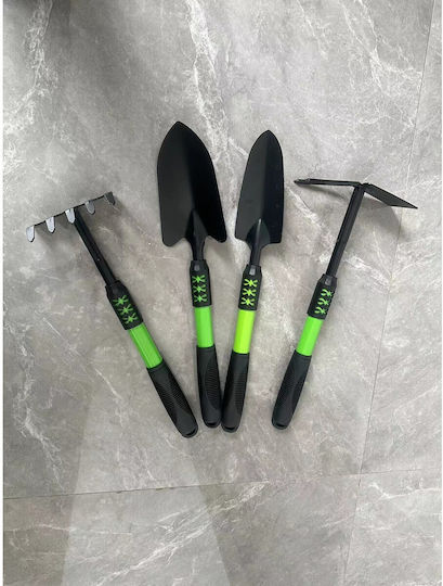 Set 4 Unelte De Grădinărit Flippy Plantare Sol Cultivare Îngrijire Plante Carbon Material Pvc Greblă Săpăligă Cu Două Capete Lopată Mică Lopată Lată 43 X 11 Cm Negru Verde