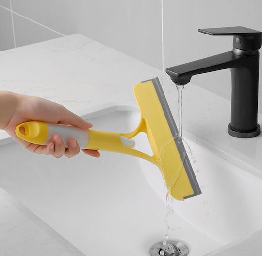 Răzuitor De Curățare 3 În 1 Flippy Multifuncțional Pentru Casă Și Mașină Sticlă Pulverizatoare Răzuitor Din Silicon Burete 21,5 X 25,7 Cm Galben