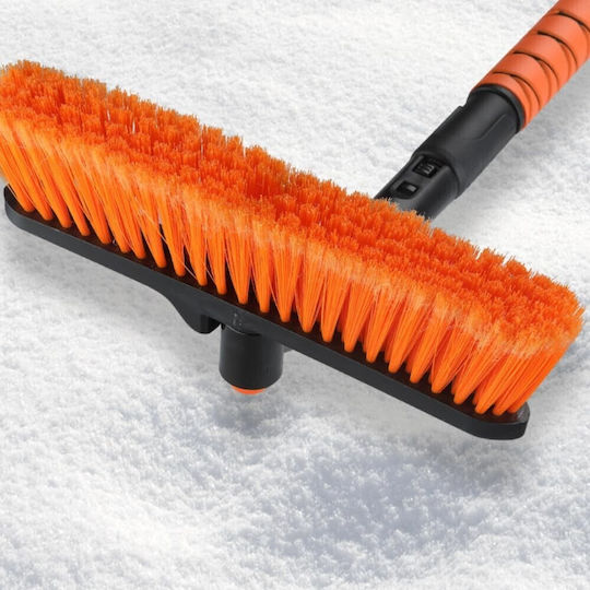 Стъргалка за Лед за Кола Snow Brush Flippy Многофункционална Въртяща се Сваляща се С Неплъзгаща се Дръжка Телескопична Алуминиева Пластмасова За Чупене на Лед на Предното Стъкло Зимно Решение За Размразяване Оранжева