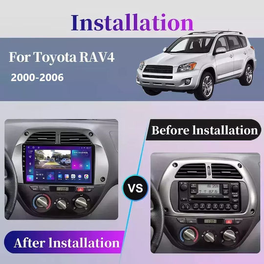 Auto-Audiosystem für Toyota RAV 4 2000-2006 mit A/C (Bluetooth/USB/WiFi/GPS/Apple-Carplay/Android-Auto) mit Touchscreen 9"