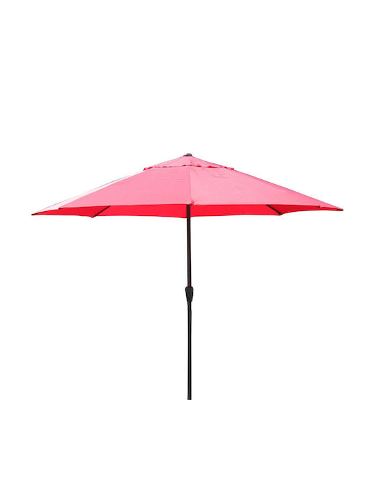 Umbrelă De Pardoseală Rotundă Din Aluminiu Roșie Cu Suport Φ2.7m