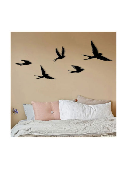 Wallity Wall Decor Silhouette Crow Black Made of Metal 33x22.5cm 5 Pieces