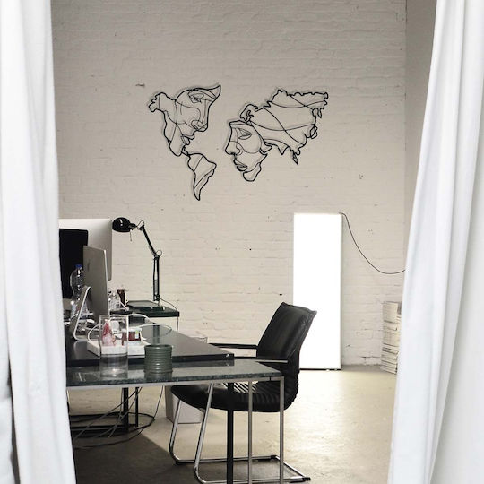 Wallity Wanddekoration Silhouette Suret Schwarz aus Metall 100x64cm