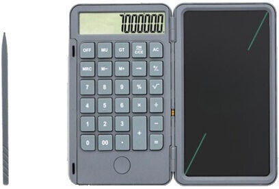 Calculator Reîncărcabil Portabil cu Placă de Scris Flippy Calculator Portabil Ecran LCD Afișaj 12 Cifre Ecran 15 Cm Culoare Gri
