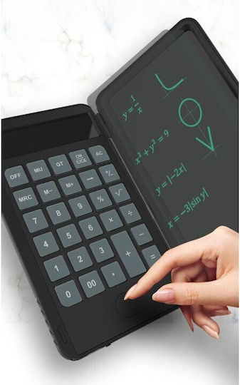 Calculator Reîncărcabil de Mână cu Tablă de Scris Flippy Calculator Portabil Ecran LCD Afișaj 12 Cifre Ecran 15 Cm Culoare Neagră