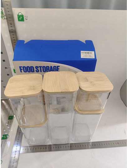 Cutii de Depozitare a Alimentelor Flippy Set 5 Cutii Tip Container Cutii pentru Cereale Plastic Capac din Bambus 1 buc 0,5 L 2 buc 0,8 L 2 buc 1,2 L 1 buc 1,9 L Transparent
