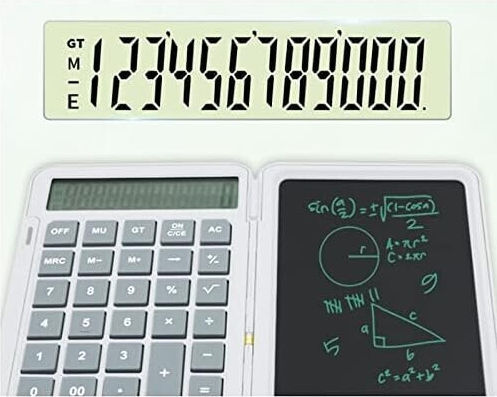 Calculator Reîncărcabil de Mână cu Tablă de Scris Flippy Calculator Portabil Ecran LCD Afișaj cu 12 Cifre Ecran de 15 Cm Culoare Albă