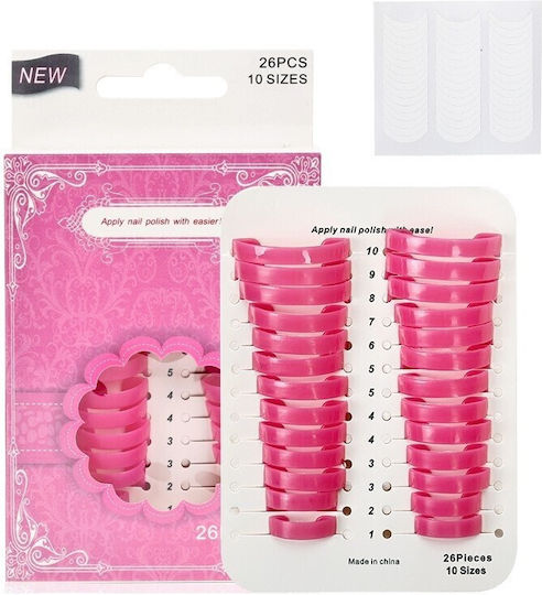 Set 26 Șabloane Reutilizabile Pentru Oja Design Pentru Unghii Flippy Manichiură Curată Fără Suprasarcină Margină Protecție Cuticule 10 Mărimi Plastic Roz