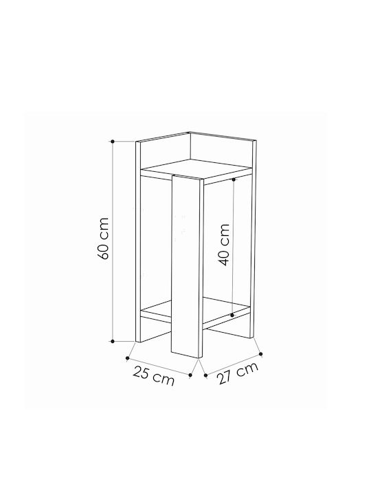 Комод Elos Дървен Бял 60x25x60см