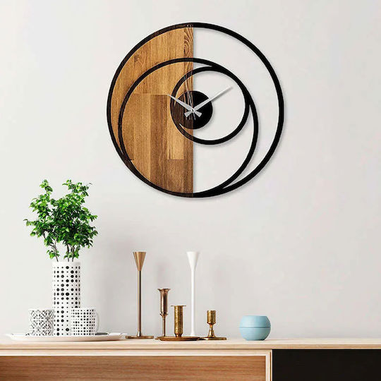 Ceas de perete rotund 539tnl1144 56x3x56cm Nuc-negru Wallity Metal Lemn