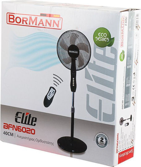 Bormann BFN6020 Ανεμιστήρας Ορθοστάτης 40W Διαμέτρου 40cm με Τηλεχειριστήριο Μαύρος