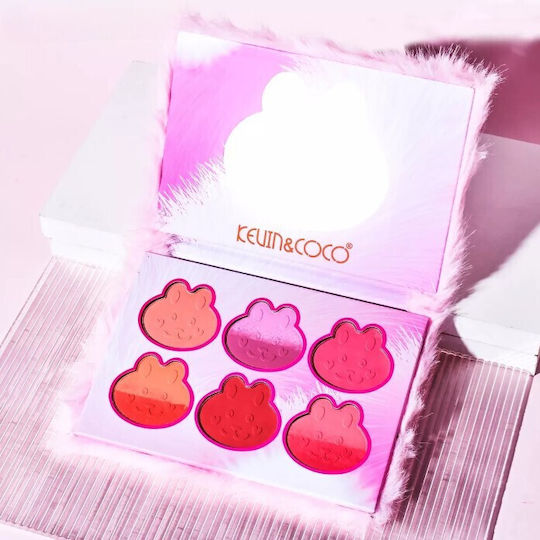 Kevinandcoco Make-up-Set 6 Rouge-Farben Flauschige Verpackung Katzen-Design 17,3x12,5x5 cm Mehrfarbige
