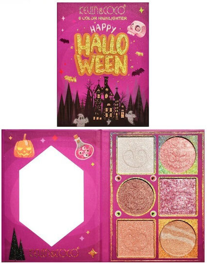 Paletă Iluminatoare Flippy 6 Nuanțe Halloween Culori Calde Dreptunghiulară 160g Durată de Viață 24 Luni 17.4x11.5x1.3 Cm Versiunea A Nude-rose