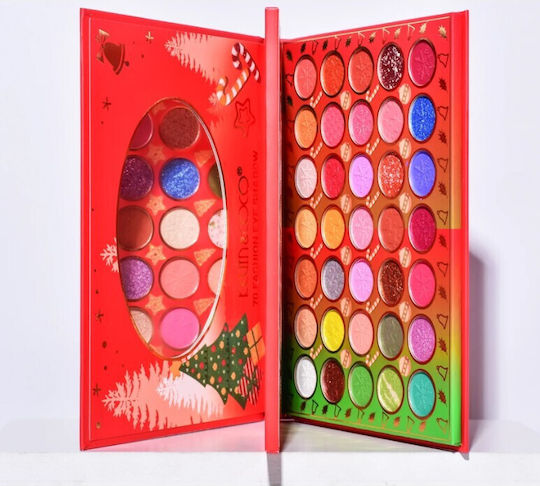 Kevinandcoco Set Machiaj 70 Culori Paletă Fard de Pleoape Merry Christmas Model Oglindă Ovală 22.3x17.2x1.9 Cm Multicolor