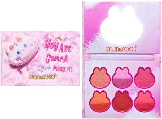 Kevinandcoco Make-up-Set 6 Rouge-Farben Flauschige Verpackung Katzen-Design 17,3x12,5x5 cm Mehrfarbige