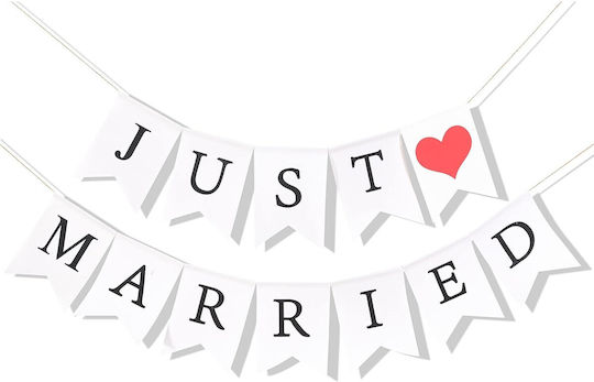 Banner Decorativ Flippy Design Just Married Tematică Nuntă Negru-alb