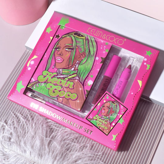 Set 4 Produse de Machiaj Kevin Coco Green Cool Girl 18 Culori 20.5 X 18.2 X 2.2 Cm