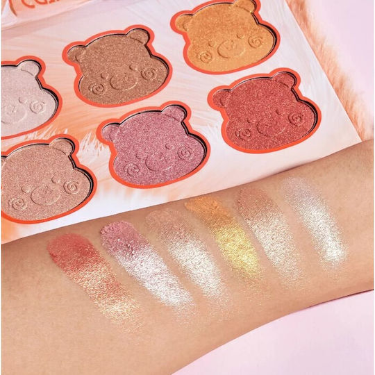 Kevinandcoco Makeup Set 6 Colors Highlighter Fluffy Case Bear Model 17.3x12.5x5 Cm Multicolor