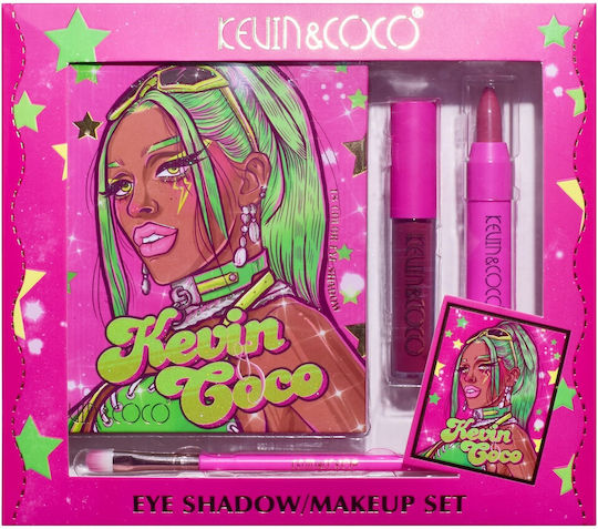 Set 4 Produse de Machiaj Kevin Coco Green Cool Girl 18 Culori 20.5 X 18.2 X 2.2 Cm