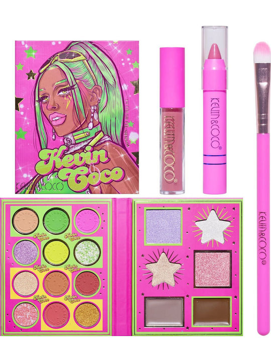 Set 4 Produse de Machiaj Kevin Coco Green Cool Girl 18 Culori 20.5 X 18.2 X 2.2 Cm
