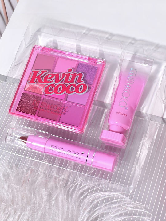 Set Machiaj 3 Produse Kevin Coco Roz Ice Star 9 Culori 15.5 X 13 X 3.4 Cm