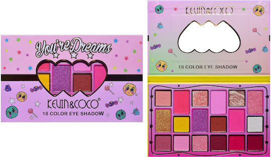 Palete de Machiaj Kevin Coco Candy Star Fard de Pleoape 18 Culori 19.3 X 12 X 1.4 Cm