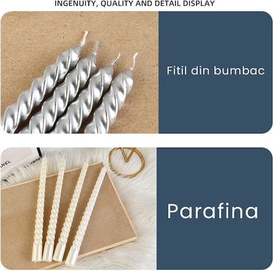 Lumânare Decorativă Conică Albă 205gr 4 Bucăți