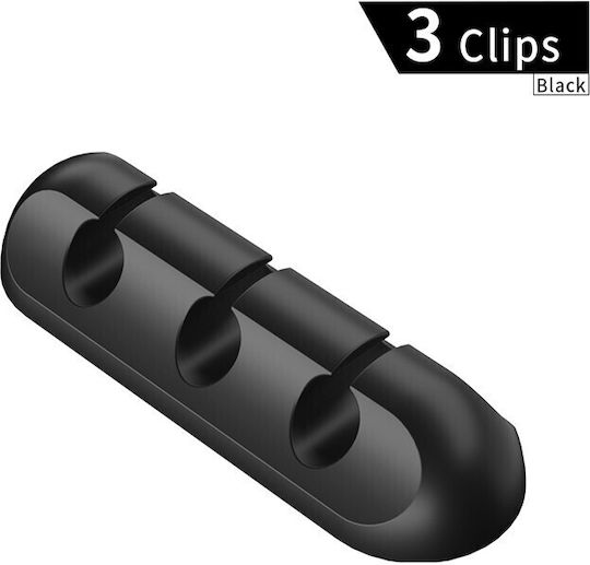 Cable Organizer Flippy Kabelclips Doppelter Klebeverschluss Silikon 3 Fächer Schwarz