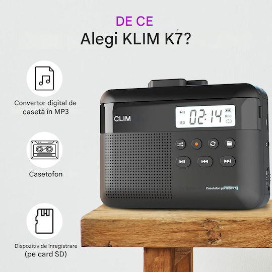 K7-Черен-1 Преносима Аудиосистема с Касетофон Черен