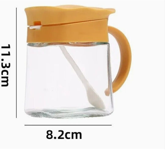 Βάζο για Ζάχαρη με Καπάκι Γυάλινο Κίτρινο 180ml