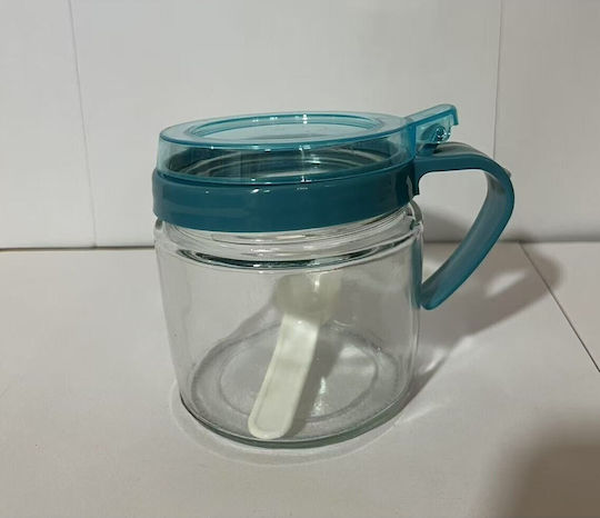 Vase für Zucker mit Deckel Glas Blau 180ml Vase für Zucker mit Deckel Glas Blau 180ml