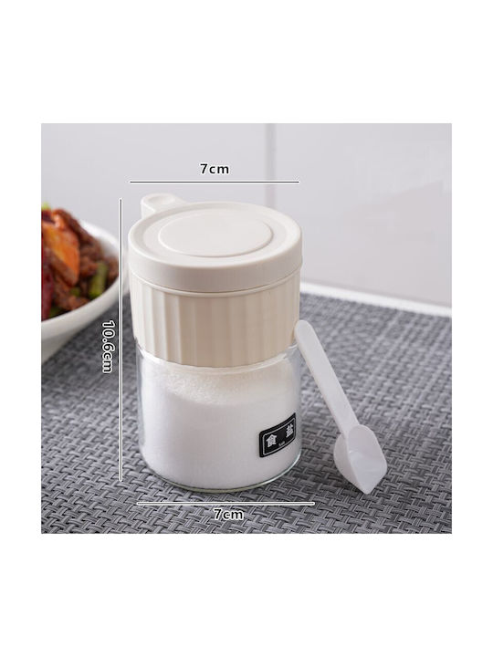 Βάζο για Ζάχαρη με Καπάκι Γυάλινο Λευκό 180ml