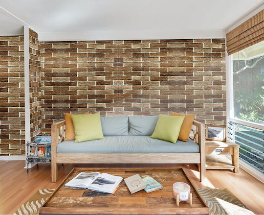 3D Wall Panels from PVC Adhesive Brown 70x77cm 10 Pieces