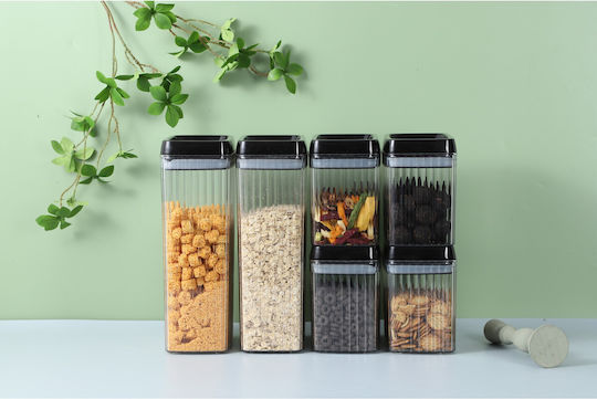 Set of 5 Cereals Jars with Plastic Transparent Lid 1500ml Pieces