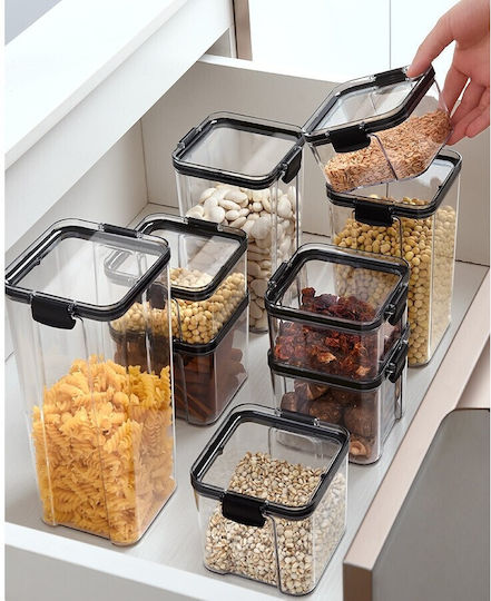 Set 4 Stück Getreidegläser mit Kunststoffdeckel Transparent 460ml