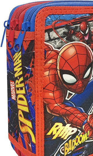 Spiderman Federmäppchen Gefüllt mit 3 Fächern Rot