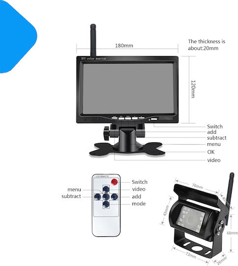 Waterproof Car Reverse Camera with Screen Universal