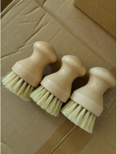 Perie Curățare Vase Flippy Lemn de Bambus 8 X 5 Cm Perie Sisal Maro