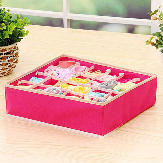 Plastic Casetă pentru Șosete / Legături în Culoare Roz 32x32x10cm 1buc