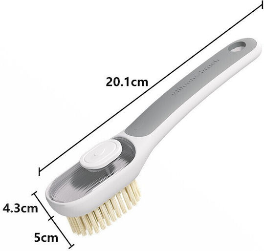 Perie Multifuncțională 2 În 1 Flippy Perie Deasă Perie Din Piele De Căprioară Recipient Pentru Lichid Mâner Lung 20.1 X 4.3 X 5 Cm Gri