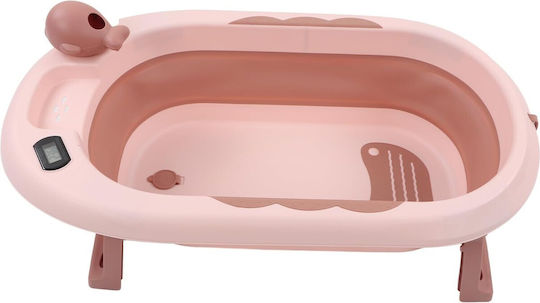Faltbare Babybadewanne mit Thermometer Rosa