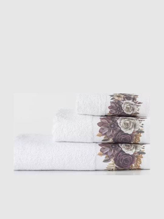 Borea Set De Prosoape De Baie 2 Buc Gerbera Albe