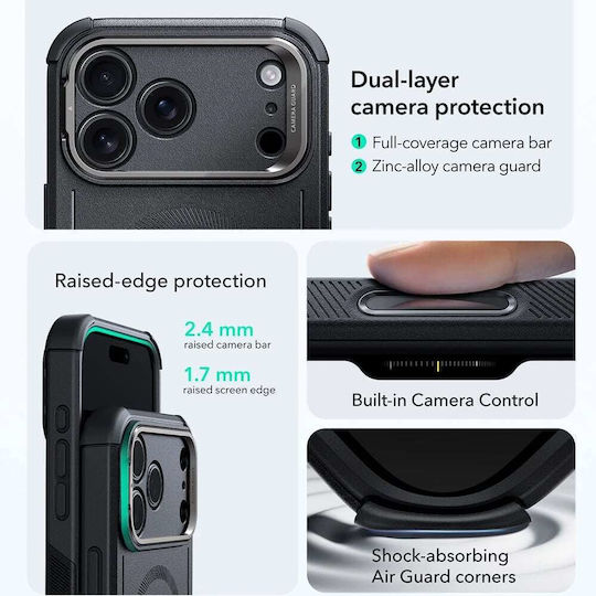 ESR Cyber Umschlag Rückseite Silikon Schwarz (iPhone 17 Pro Max)