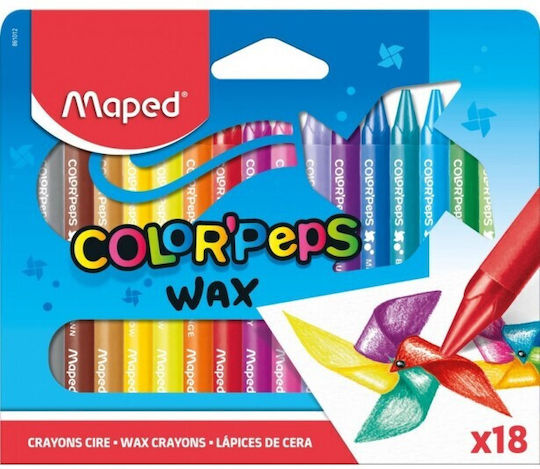 Maped Color Peps Wax Σετ Κηρομπογιές με 18 Χρώματα